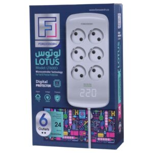 محافظ برق دیجیتال کامپیوتر و صوتی تصویری 6 خانه فروزش Lotus LT600D با کابل 1.8 متری