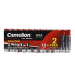 باتری نیم قلمی Camelion Plus Alkaline 1.5V AAA بسته 12 عددی شیرینک