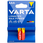 باتری دوتایی نیم قلمی Varta Long Life Max Power Alkaline LR03/MN2400 1.5V AAA